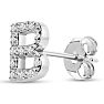 Sterling Silver Letter B Initial Earrings With Diamonds – Personalized Initial Jewelry Image-3
