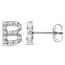 Sterling Silver Letter B Initial Earrings With Diamonds – Personalized Initial Jewelry Image-4