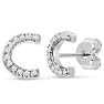 Sterling Silver Letter C Initial Earrings With Diamonds – Personalized Initial Jewelry Image-1