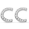Sterling Silver Letter C Initial Earrings With Diamonds – Personalized Initial Jewelry Image-2