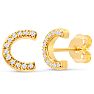 14K Yellow Gold Over Sterling Silver Letter C Initial Earrings With Diamonds – Personalized Initial Jewelry Image-1