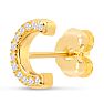 14K Yellow Gold Over Sterling Silver Letter C Initial Earrings With Diamonds – Personalized Initial Jewelry Image-3