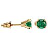 1/2 Carat Emerald Stud Earrings in Yellow Gold Image-3
