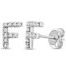 Sterling Silver Letter F Initial Earrings With Diamonds – Personalized Initial Jewelry Image-1