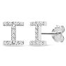 Sterling Silver Letter I Initial Earrings With Diamonds – Personalized Initial Jewelry Image-1