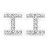 Sterling Silver Letter I Initial Earrings With Diamonds – Personalized Initial Jewelry Image-2