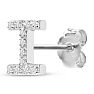 Sterling Silver Letter I Initial Earrings With Diamonds – Personalized Initial Jewelry Image-3