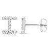 Sterling Silver Letter I Initial Earrings With Diamonds – Personalized Initial Jewelry Image-4