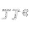 Sterling Silver Letter J Initial Earrings With Diamonds – Personalized Initial Jewelry Image-1