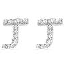 Sterling Silver Letter J Initial Earrings With Diamonds – Personalized Initial Jewelry Image-2