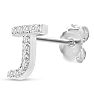 Sterling Silver Letter J Initial Earrings With Diamonds – Personalized Initial Jewelry Image-3