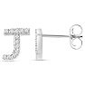 Sterling Silver Letter J Initial Earrings With Diamonds – Personalized Initial Jewelry Image-4