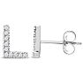 Sterling Silver Letter L Initial Earrings With Diamonds – Personalized Initial Jewelry Image-4