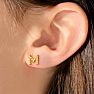 14K Yellow Gold Over Sterling Silver Letter M Initial Earrings With Diamonds – Personalized Initial Jewelry Image-6
