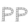 Sterling Silver Letter P Initial Earrings With Diamonds – Personalized Initial Jewelry Image-2