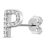 Sterling Silver Letter P Initial Earrings With Diamonds – Personalized Initial Jewelry Image-3