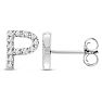 Sterling Silver Letter P Initial Earrings With Diamonds – Personalized Initial Jewelry Image-4