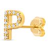 14K Yellow Gold Over Sterling Silver Letter P Initial Earrings With Diamonds – Personalized Initial Jewelry Image-3