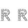 Sterling Silver Letter R Initial Earrings With Diamonds – Personalized Initial Jewelry Image-2