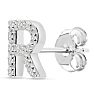 Sterling Silver Letter R Initial Earrings With Diamonds – Personalized Initial Jewelry Image-3