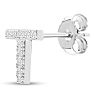 Sterling Silver Letter T Initial Earrings With Diamonds – Personalized Initial Jewelry Image-3