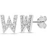 Sterling Silver Letter W Initial Earrings With Diamonds – Personalized Initial Jewelry Image-1