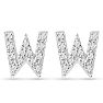 Sterling Silver Letter W Initial Earrings With Diamonds – Personalized Initial Jewelry Image-2