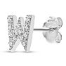 Sterling Silver Letter W Initial Earrings With Diamonds – Personalized Initial Jewelry Image-3