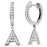 Sterling Silver Letter A Initial Earrings, Diamond Drop Earrings – Personalized Initial Jewelry Image-1
