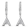 Sterling Silver Letter A Initial Earrings, Diamond Drop Earrings – Personalized Initial Jewelry Image-2