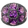 Bold 9 Carat Amethyst and Black Spinel Statement Dome Ring In Sterling Silver Image-1