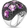 Bold 9 Carat Amethyst and Black Spinel Statement Dome Ring In Sterling Silver Image-2