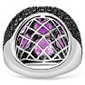 Bold 9 Carat Amethyst and Black Spinel Statement Dome Ring In Sterling Silver Image-5