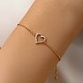 1/4 Carat Diamond Heart Bracelet In 14K Rose Gold Over Sterling Silver, Adjustable 6-9 Inches Image-5