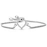 1/4 Carat Diamond Heart Bracelet In Sterling Silver, Adjustable 6-9 Inches Image-1