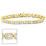 14 Carat Emerald Cut Bezel Set Lab Grown Diamond Tennis Bracelet In 14K Yellow Gold, 7 Inches Image-1