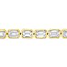 14 Carat Emerald Cut Bezel Set Lab Grown Diamond Tennis Bracelet In 14K Yellow Gold, 7 Inches Image-2