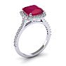3 1/2 Carat Cushion Cut Ruby and Halo Diamond Ring In 14K White Gold Image-2