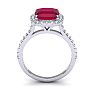 3 1/2 Carat Cushion Cut Ruby and Halo Diamond Ring In 14K White Gold Image-3