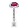 3 1/2 Carat Cushion Cut Ruby and Halo Diamond Ring In 14K White Gold Image-4
