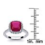 3 1/2 Carat Cushion Cut Ruby and Halo Diamond Ring In 14K White Gold Image-5
