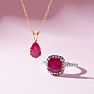 3 1/2 Carat Cushion Cut Ruby and Halo Diamond Ring In 14K White Gold Image-8