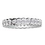 Estate Jewelry Sterling Silver 1 Carat Half Bezel Created Diamond Eternity Band in Sterling Silver, Size 6 Image-1