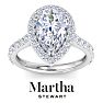 Martha Stewart 4 Carat Pear Shape Lab Grown Diamond Halo Engagement Ring In Sterling Silver Image-1