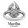 Martha Stewart 4 Carat Pear Shape Lab Grown Diamond Halo Engagement Ring In Sterling Silver Image-2