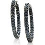 Black Diamond Earrings: 1ct Inside Out Black Diamond Hoop Earrings in Sterling Silver Image-2