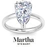 Martha Stewart 3 Carat Pear Shape Lab Grown Diamond Solitaire Engagement Ring In Sterling Silver Image-1