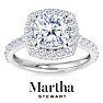 Martha Stewart 4 Carat Cushion Cut Lab Grown Diamond Hidden Halo Engagement Ring In Sterling Silver Image-1