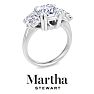 Martha Stewart 5 Carat Cushion Cut Lab Grown Diamond Three Stone Engagement Ring In Sterling Silver Image-7