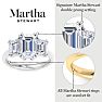 Martha Stewart 5 Carat Emerald Cut Lab Grown Diamond Three Stone Engagement Ring In Sterling Silver Image-3